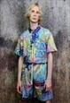 FLUORESCENT FLOWER SHORTS ROSE PRINT CROP BOARD PANTS YELLOW