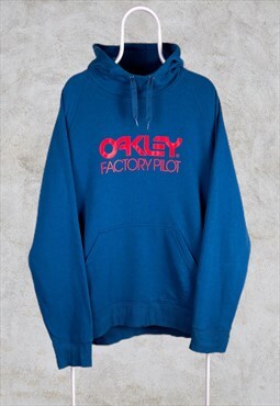 Vintage Oakley Blue Hoodie Spell Out XXL