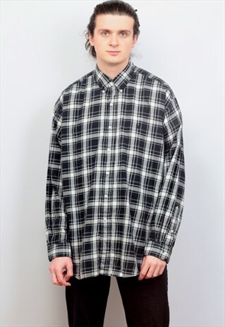 1990'S VINTAGE CHECK BLAKE RALPH LAUREN SHIRT IN BLACK/WHITE