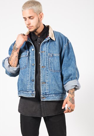 VINTAGE 80S POLO RALPH LAUREN BLANKET DENIM JACKET / S1204