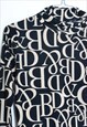 VINTAGE 90S BLACK BEIGE GRAPHIC LETTER TURTLE NECK LONG SLEE