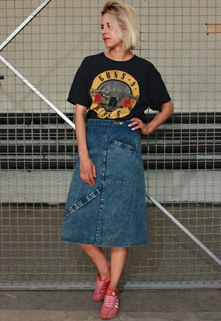 VINTAGE 90' COOL AMAZING HALF LONG DENIM SKIRT WITH STUDS
