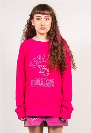VINTAGE 90'S NEON PINK YAVAPAI COLLEGE USA SWEATSHIRT