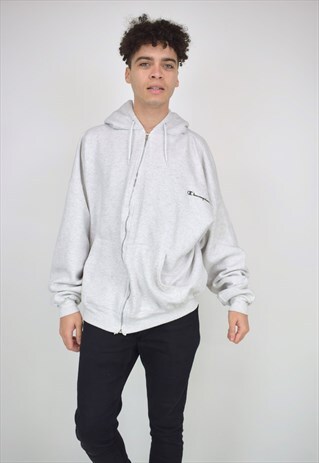 VINTAGE 90'S CHAMPION LIGHT GREY ZIP-UP HOODIE
