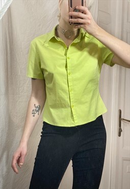 Vintage Y2K Crop Top Shirt in Neon Green