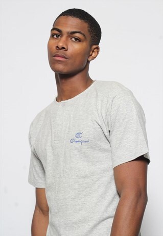 VINTAGE CHAMPION 1/4 BUTTON T-SHIRT GREY