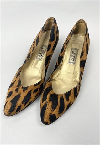 Gianni Versace 90's Animal Print Court Shoes Size 38