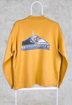 Vintage Quiksilver Yellow Sweatshirt Graphic Medium