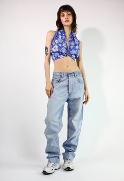 Vintage 90's Baggy High Waist Jeans in Light Blue Medium