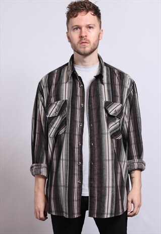 VINTAGE CORDUROY CORD STRIPED SHIRT