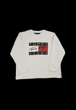 Vintage 90s Tommy Hilfiger Spellout Logo Sweatshirt in White