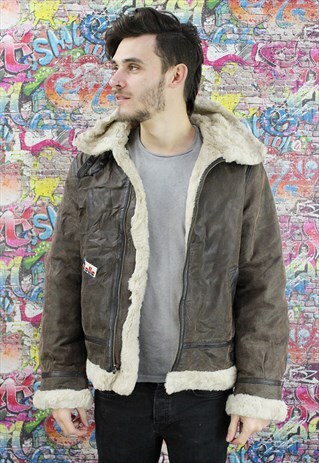VINTAGE AVIATOR/FLYING JACKET. SHEARLING SHEEP SKIN. UNISEX.
