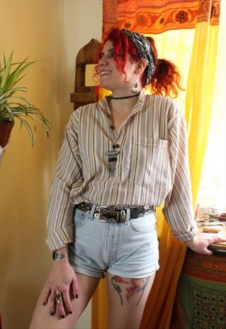 FAIRTRADE UNISEX NATURAL STRIPED SHIRT