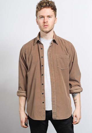 VINTAGE CORDUROY CORD SHIRT BROWN