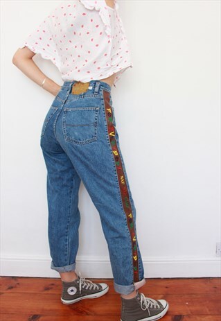 90S VINTAGE RARE RASTAFARI HIGH WAISTED MOM JEANS W28 L34