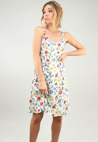 VINTAGE 90S FLORAL PATTERNED SUMMER SLIP DRESS