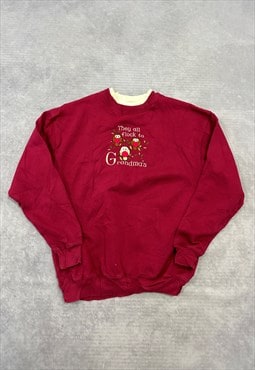 Vintage Sweatshirt Embroidered Grandma Patterned Jumper