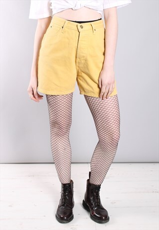 VINTAGE 90S YELLOW DENIM HIGH WAISTED SHORTS