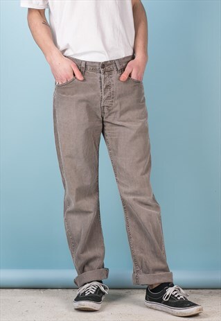 VINTAGE 401 LEVI CORDUROY JEANS GREY BROWN