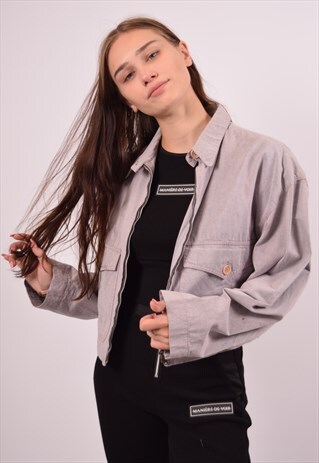 VINTAGE FERRE CROP HARRINGTON JACKET GREY