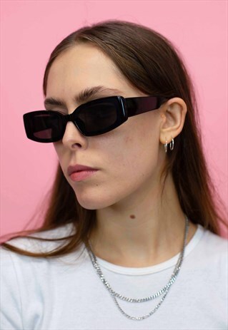 SQUARE CHUNKY Y2K BLACK SUNGLASSES