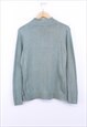VINTAGE KNITTED SWEATER SAGE GREEN QUARTER ZIP COLLARED 90S