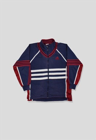 Vintage 90s Adidas Embroidered Logo Sweatshirt in Navy Blue