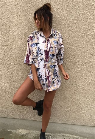 PATTERNED OVERSIZED RETRO VINTAGE UNISEX FESTIVAL SHIRT