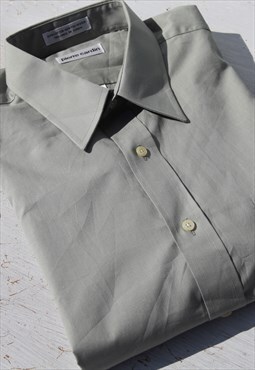 Pierre Cardin pastel khaki green cotton blend collared shirt