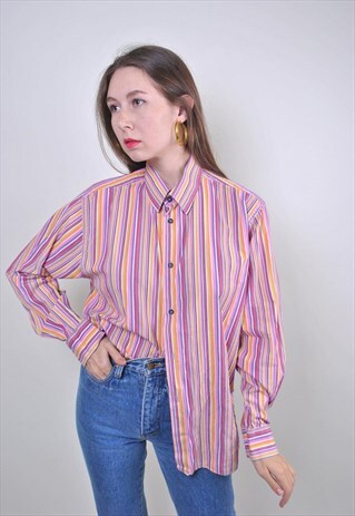 80S MULTICOLOR STRIPED PATTERN BLOUSE