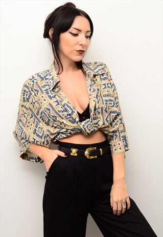 VINTAGE 90'S INDIE ABSTRACT PATTERNED OVERSIZED SHIRT