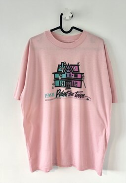 Vintage paint the town 1991 pink tourist T-shirt large 