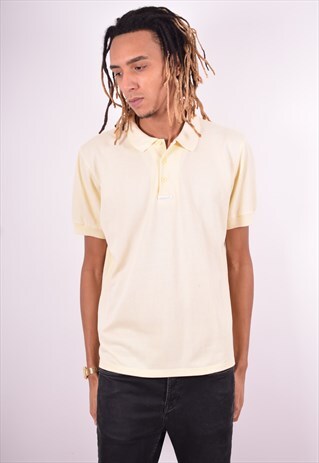 ADIDAS MENS VINTAGE POLO SHIRT XL YELLOW 90'S