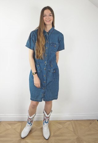 VINTAGE DENIM BUTTON DRESS