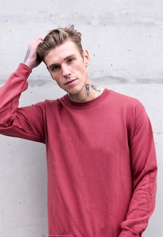 ESSENTIAL BLANK JUMPER PULLOVER SWEATER - CRANBERRY RED PINK