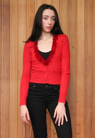 VINTAGE 1980S RED CARDIGAN