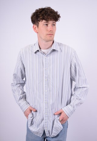 VINTAGE BURBERRY SHIRT STRIPES BLUE
