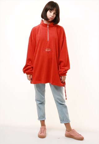 80S VINTAGE WARM ORANGE 1/4 ZIP OVERSIZED JUMPER 997