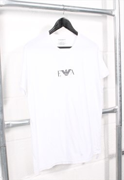Vintage Armani T-Shirt in White Crewneck Logo Tee XL