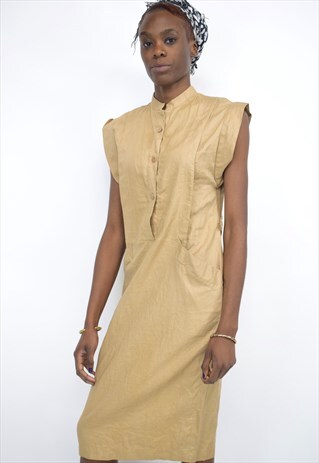 VINTAGE 90S BEIGE SAND STRUCTURAL DRESS