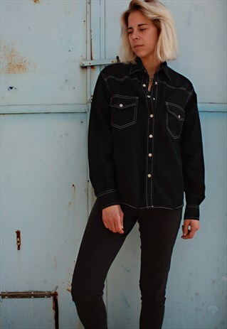 VINTAGE 90' CLASSIC BLACK DENIM UNISEX SHIRT