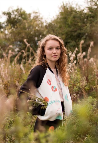HAND PAINTED BOMBER JACKET, BOTANICAL BLOOMS