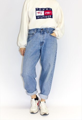 VINTAGE PLUS SIZE HIGH WAIST STONEWASH MOM JEANS
