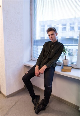 VINTAGE 90'S KHAKI COTTON SHIRT