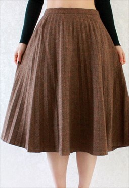 Vintage Brown Skirt Pleated M C103
