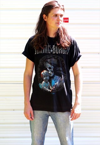 1990'S VINTAGE BLACK GRAPHIC DIMMU BORGIR T-SHIRT