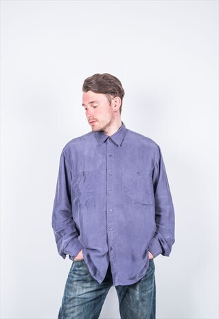 VINTAGE 1980S PURPLE SILK SHIRT