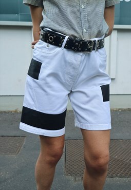 vintage Kenzo white and black denim short