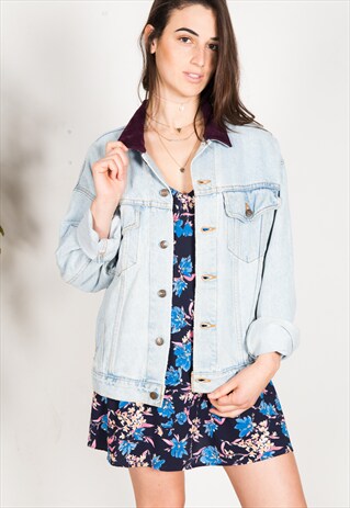 VINTAGE 80'S CONTRAST COLLAR JACKET /AVELINASREWORKS/ S0008