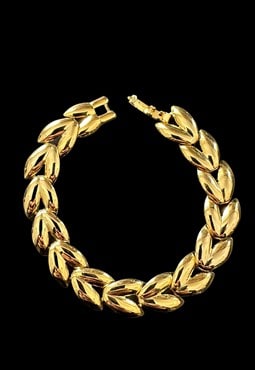 80's Vintage Gold Metal Ladies Link Chain Bracelet 